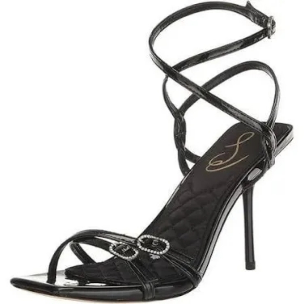 Sam Edelman Trevin Elegant Black Strappy Patent Heels - Picture 7 of 7